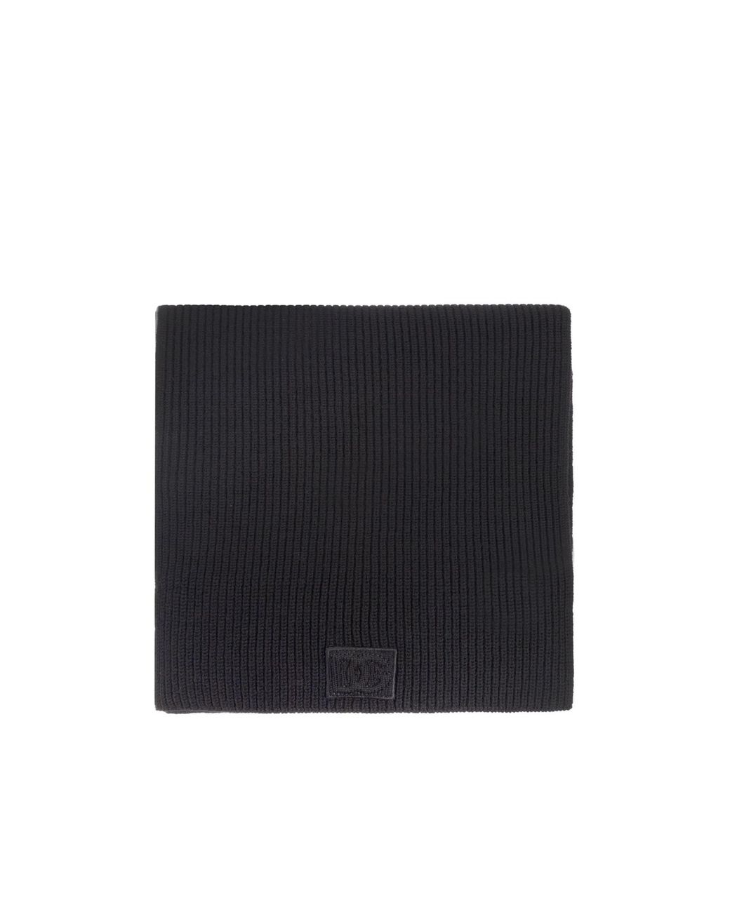 Dolce & Gabbana Black Logo Patch Ribbed Scarf for men