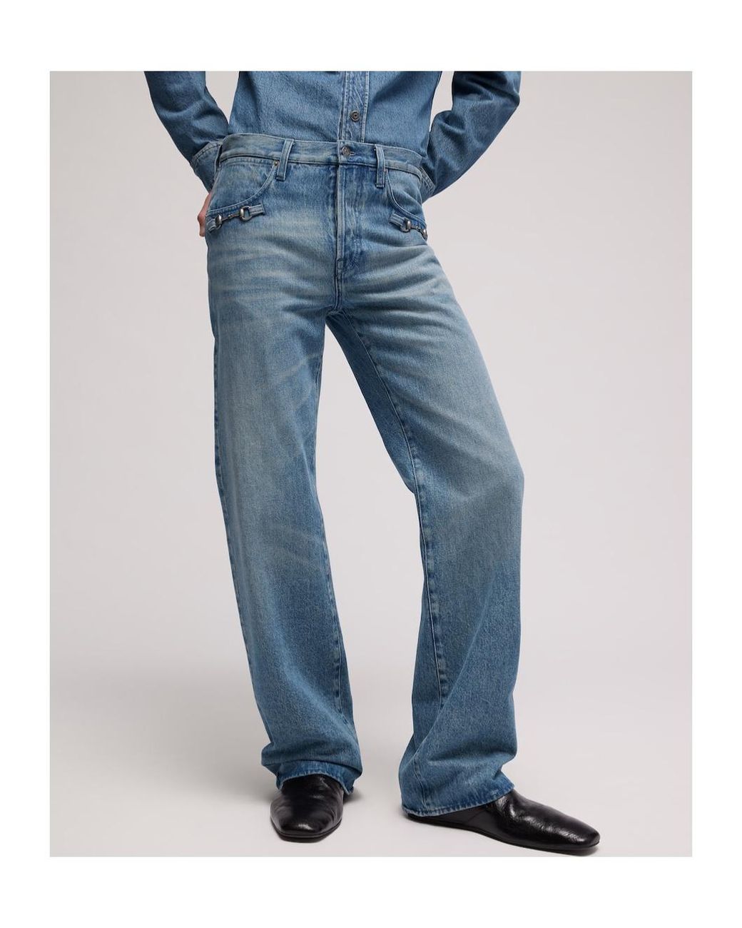 Gucci Blue Horsebit Detailed Flared Jeans for men