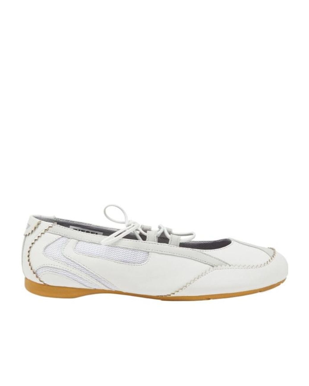 DIESEL White D-Mile Ballerina Lace Up W Flats