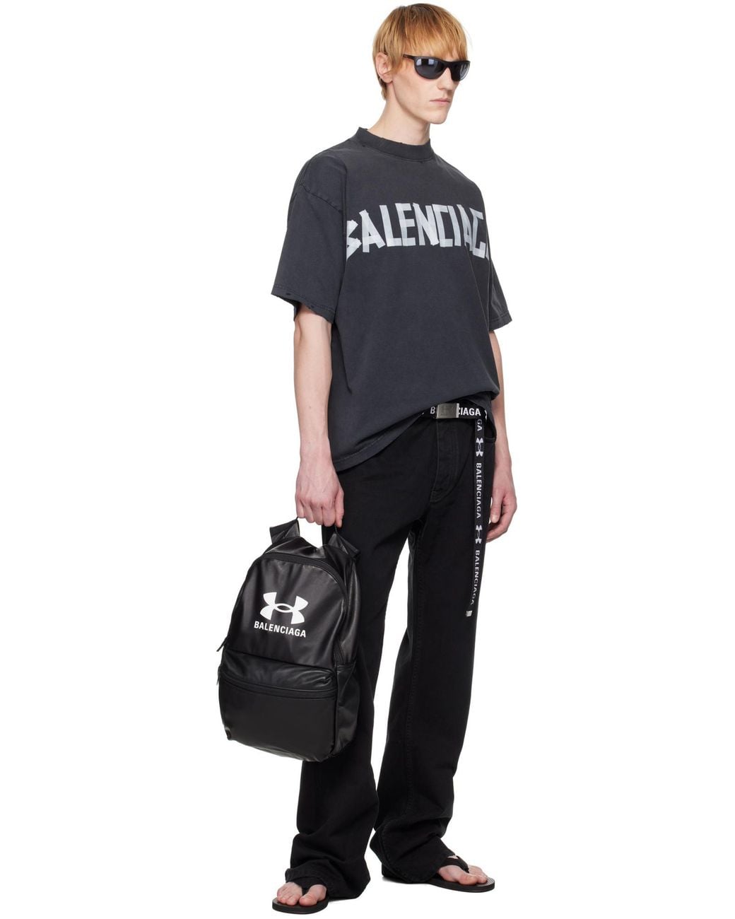Balenciaga Black Under Armour Logo Printed Backpack for men