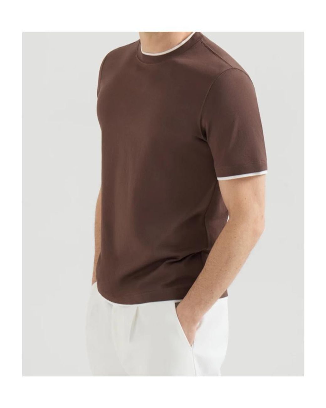 Brunello Cucinelli Red Short Sleeved Crewneck T-Shirt for men