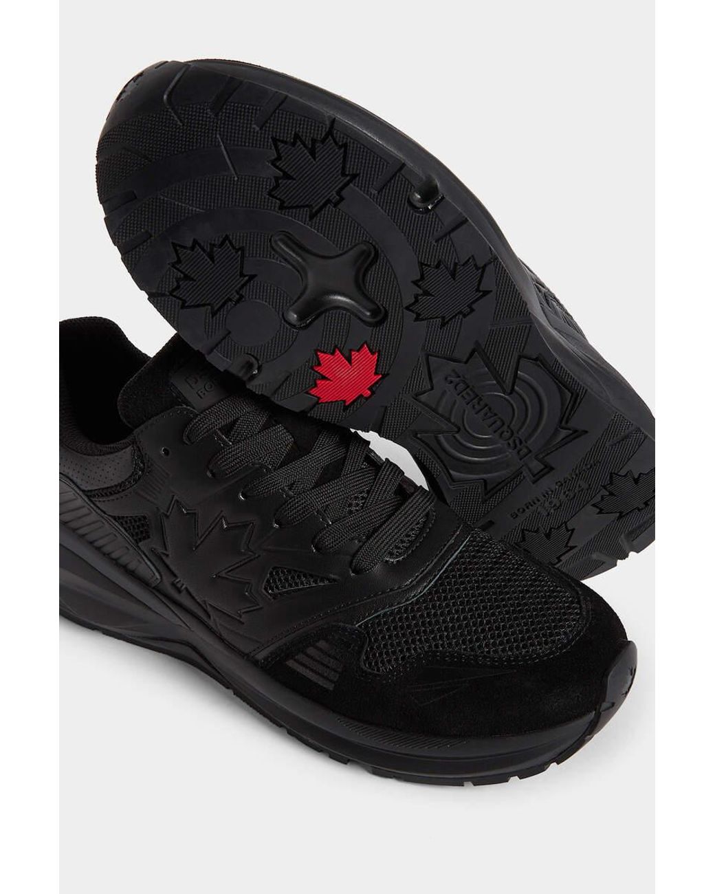 DSquared² Black Dash Maple Leaf Low-Top Sneakers for men