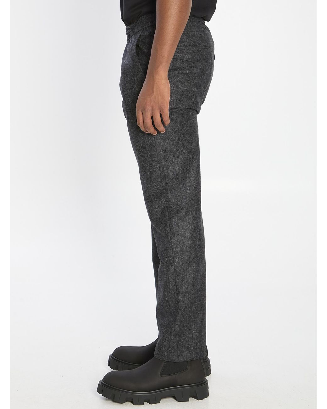 Barena Gray Elastic-Waistband Cotton Trousers for men
