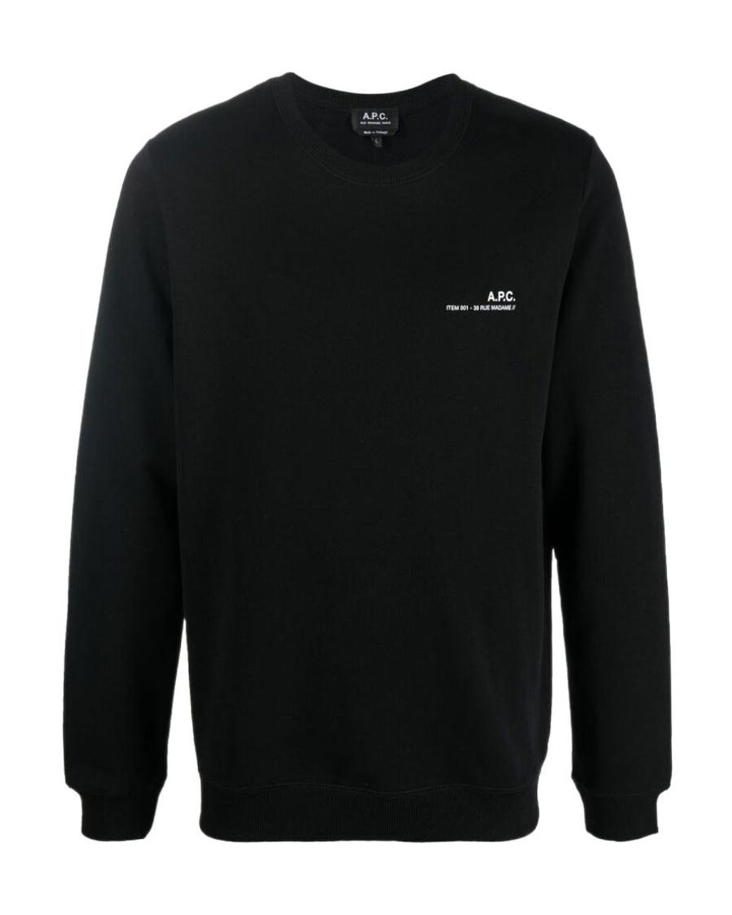 A.P.C. Black Logo Printed Crewneck Sweatshirt for men