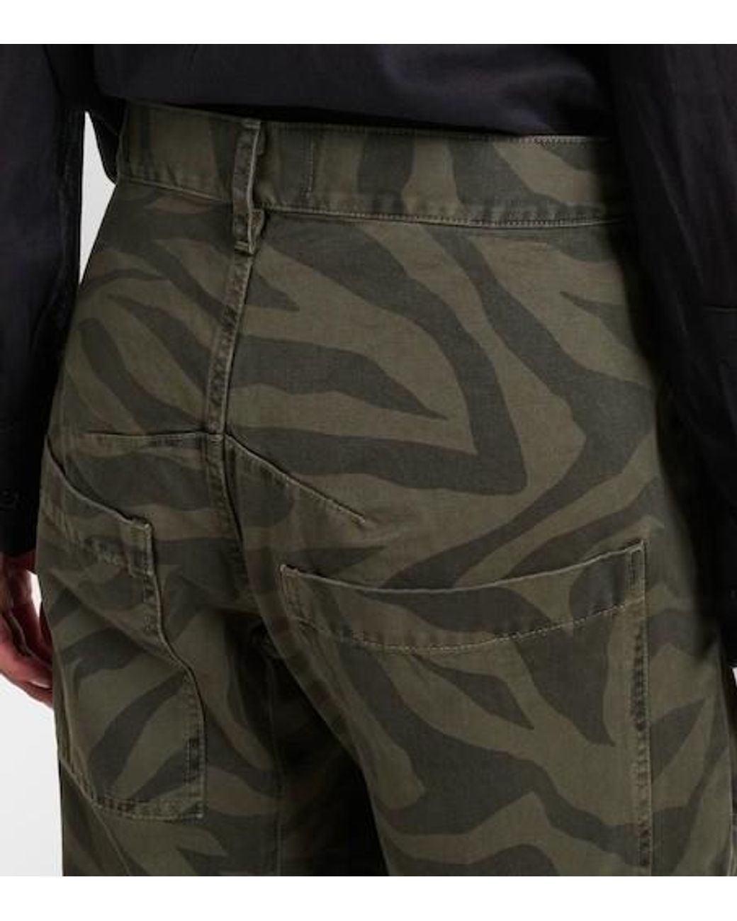 Nili Lotan Green Camouflage Zebra Print Jeans