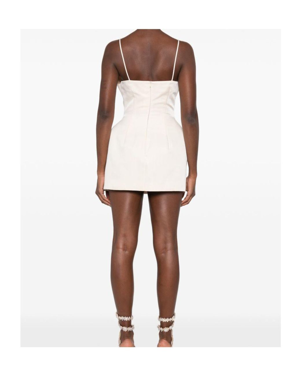 Magda Butrym White Sculptural V-Neck Dress