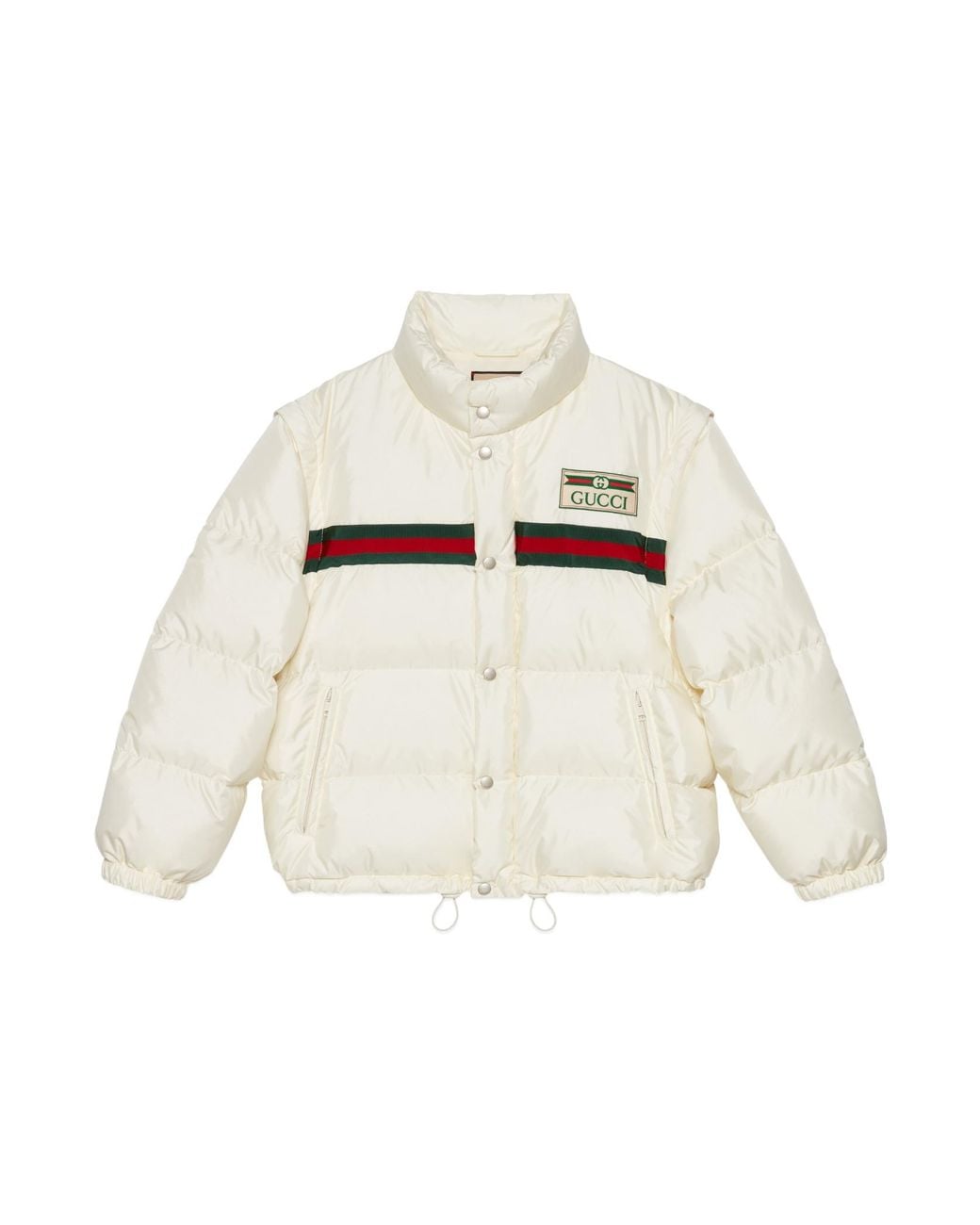 Gucci White Logo-Patch Padded Bomber Jacket