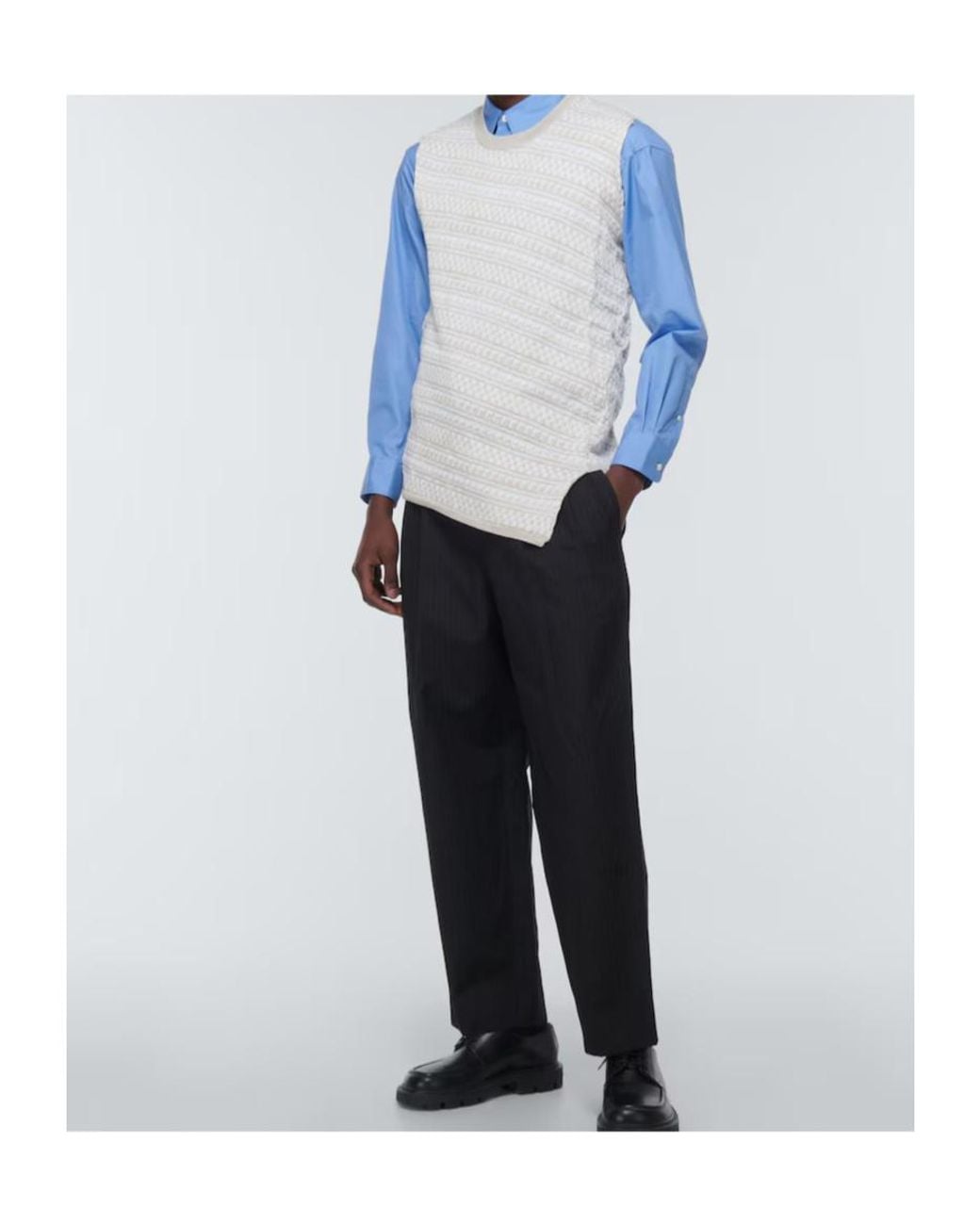 Comme des Garçons White Intarsia Knitted Vest for men