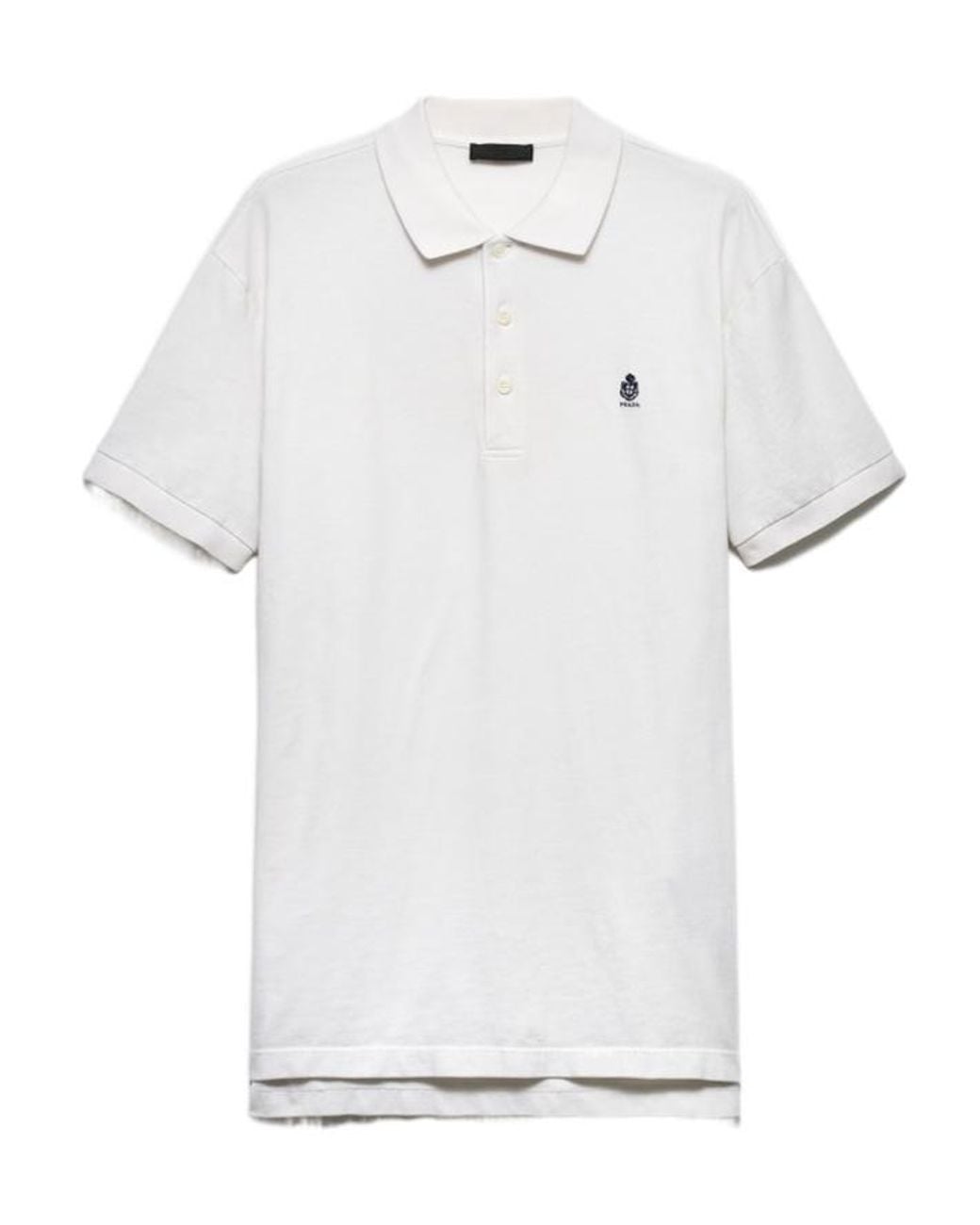 Prada White Garment-Dyed Cotton Polo Shirt for men