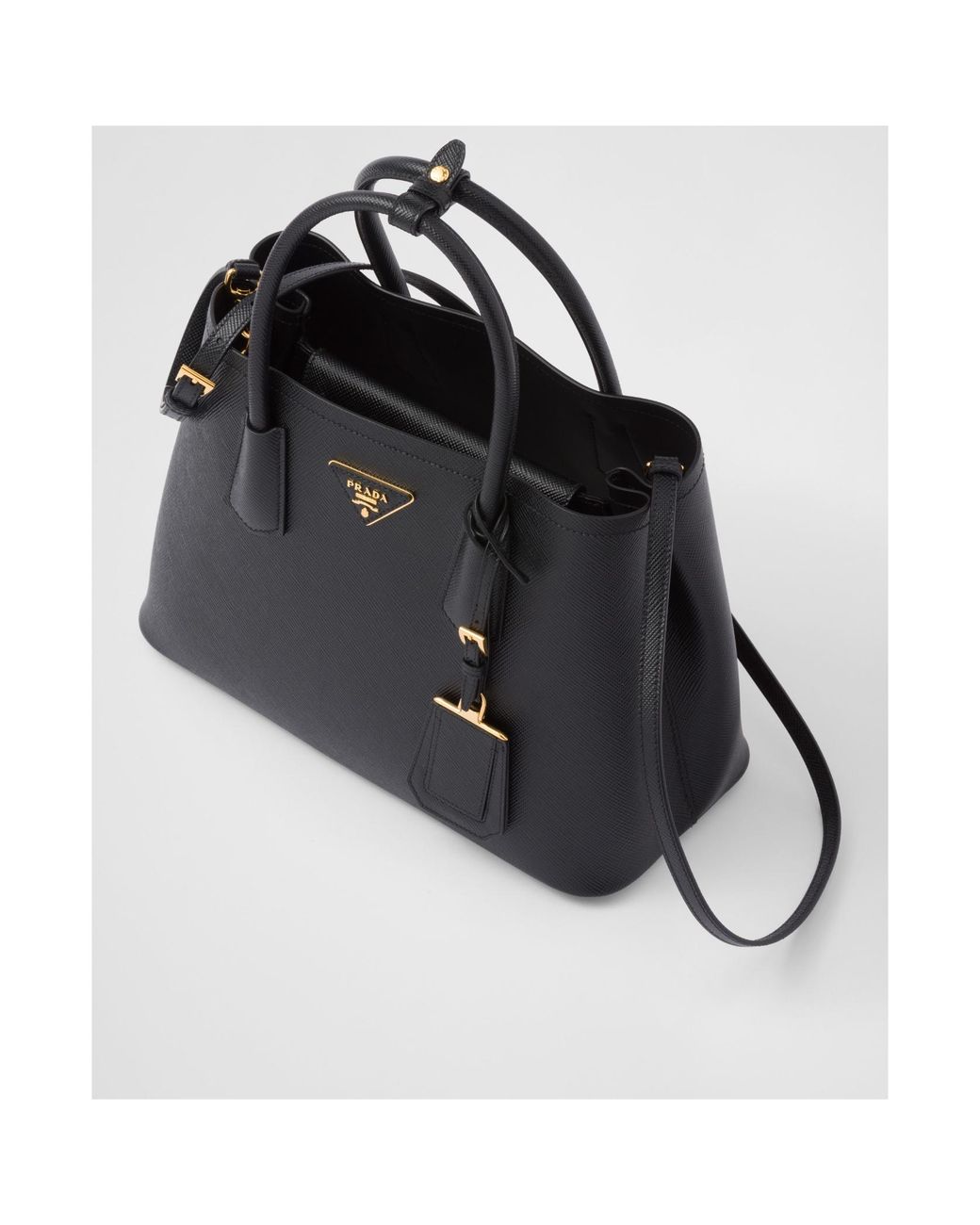 Prada Black Double Medium Saffiano Leather Bag