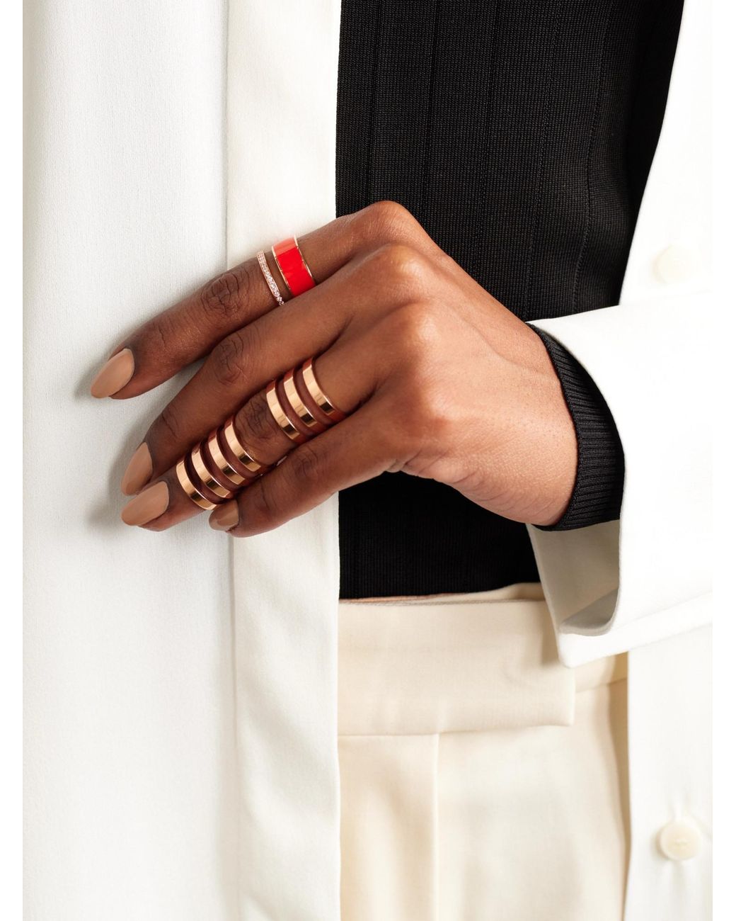 Repossi Pink 18-Karat Rose, Lacquer And Diamond Ring