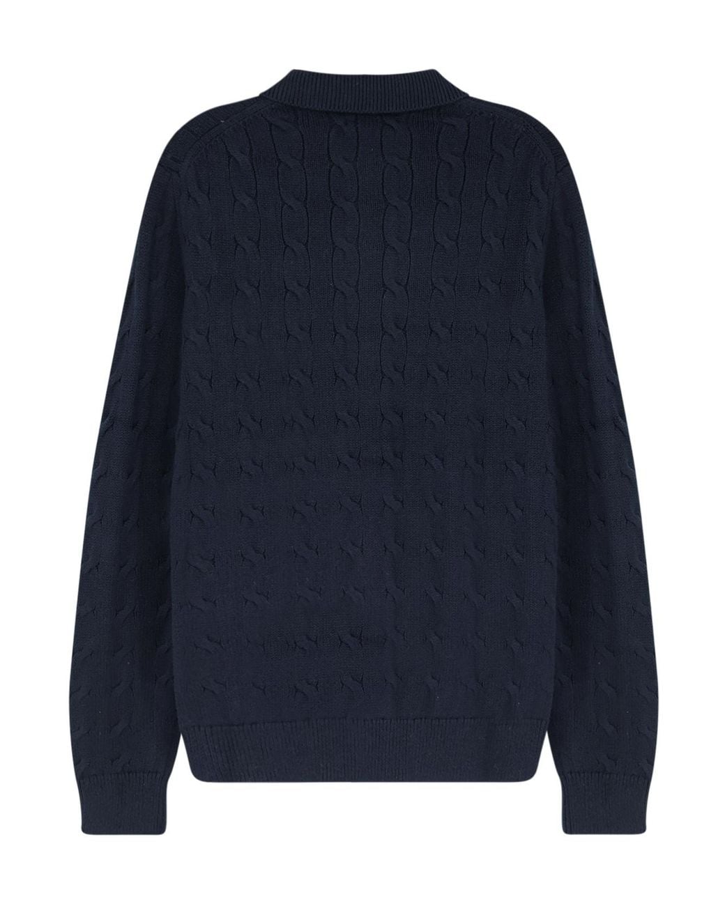 Polo Ralph Lauren Blue Cable Knit Logo Cardigan for men