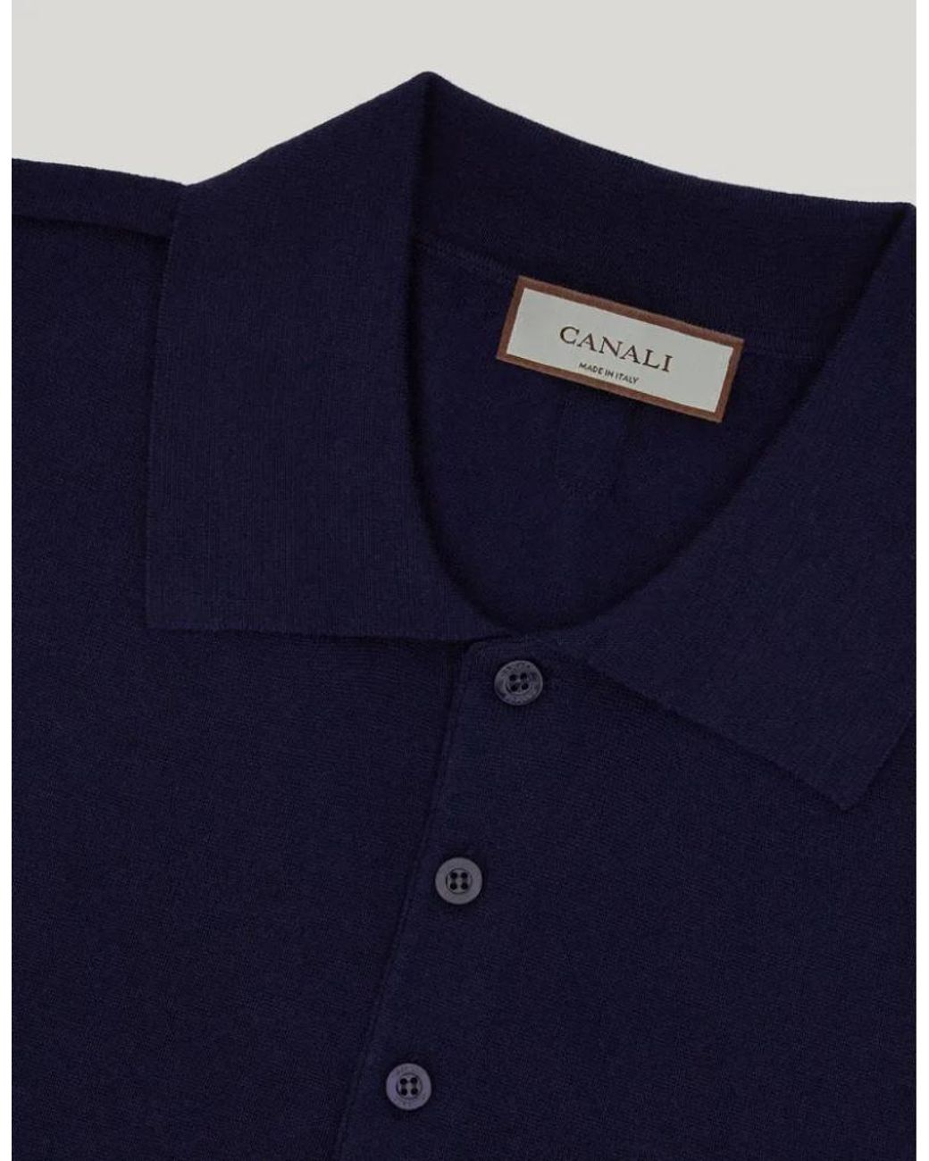 Canali Blue Merino Wool Polo Sweater for men
