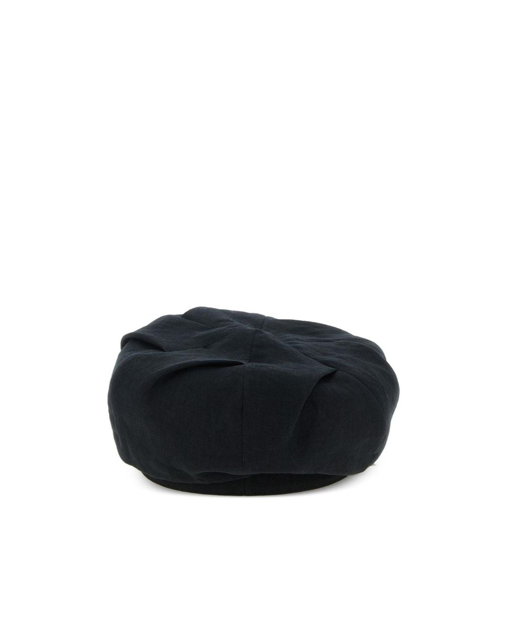 Yohji Yamamoto Black Tuck Casquette Linen Cap for men