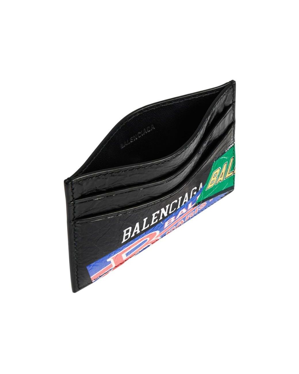 Balenciaga Black Logo Print Cardholder Wallet for men