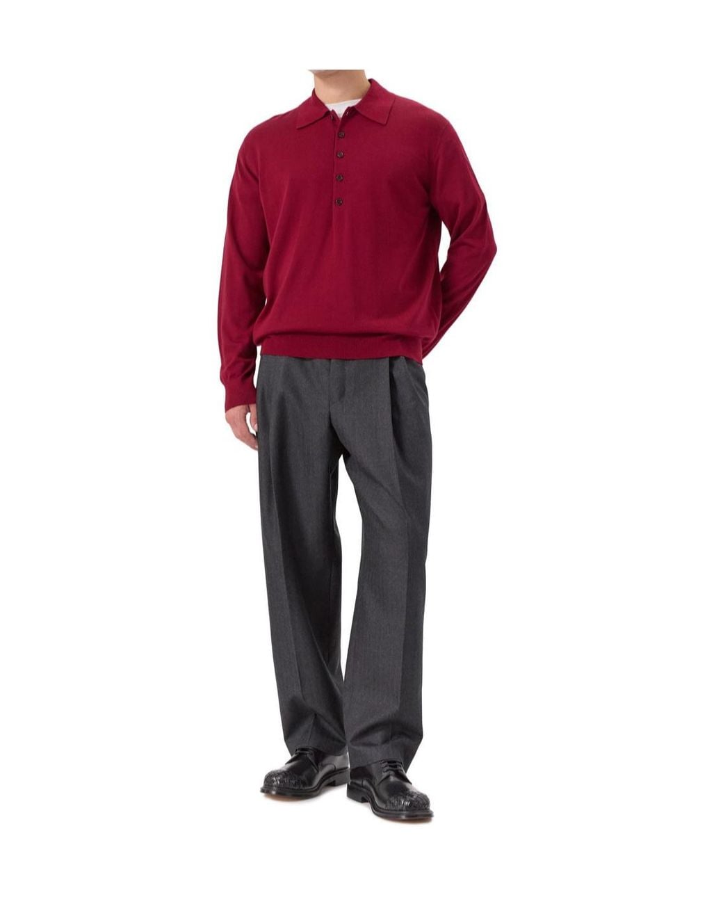 Dries Van Noten Red Wool Polo Shirt for men