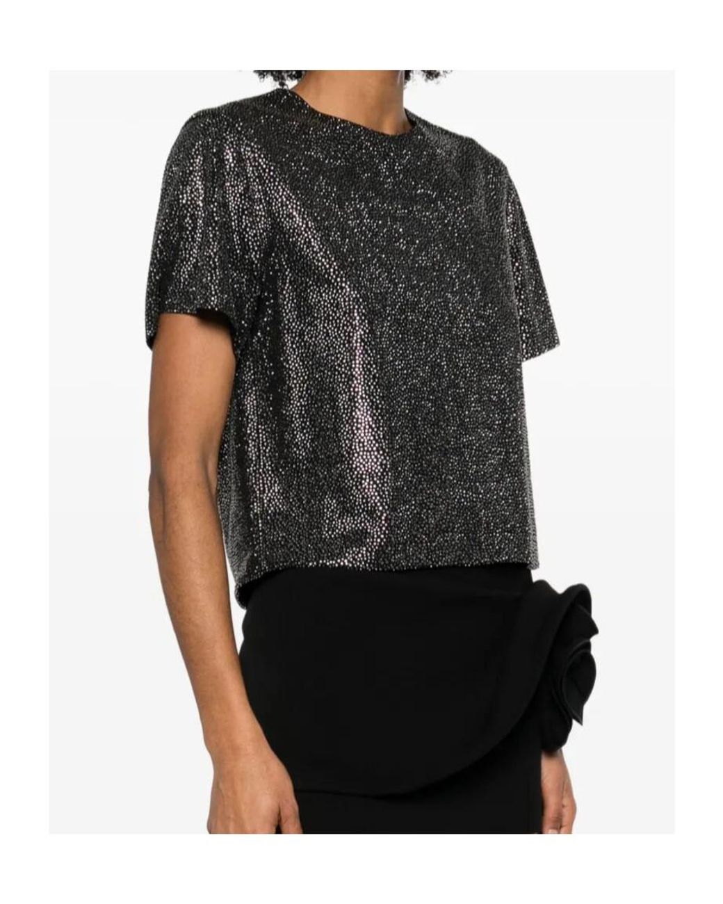 GIUSEPPE DI MORABITO Black Embellished Short Sleeve Top