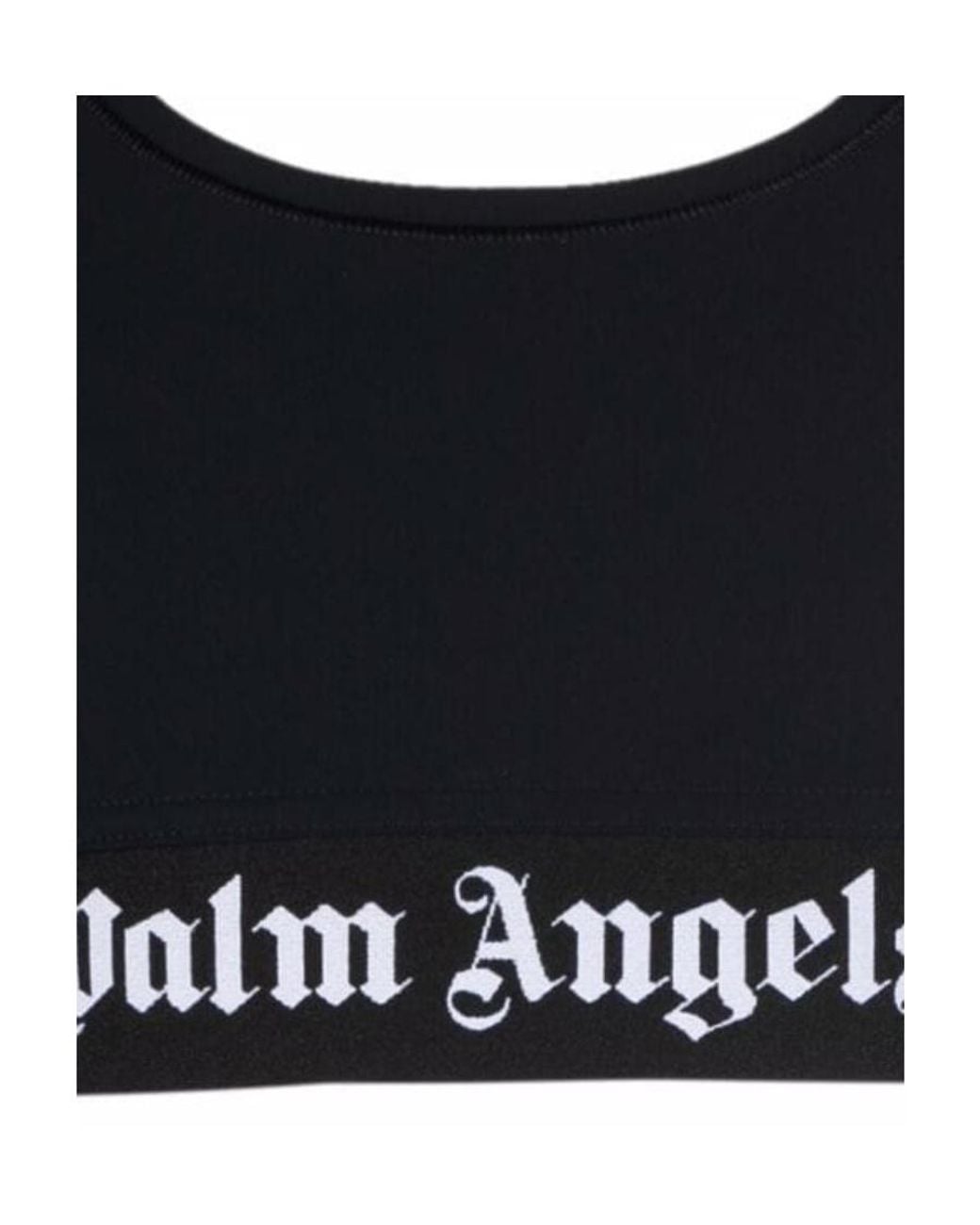 Palm Angels Black Scoop Neck Cropped Vest Top