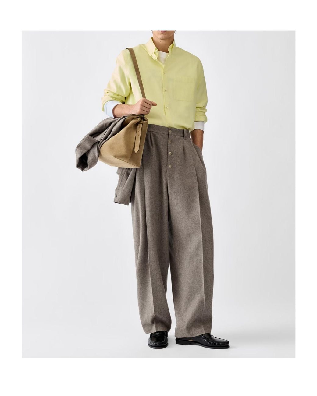 Jacquemus Gray High-Waisted Button-Detail Trousers for men
