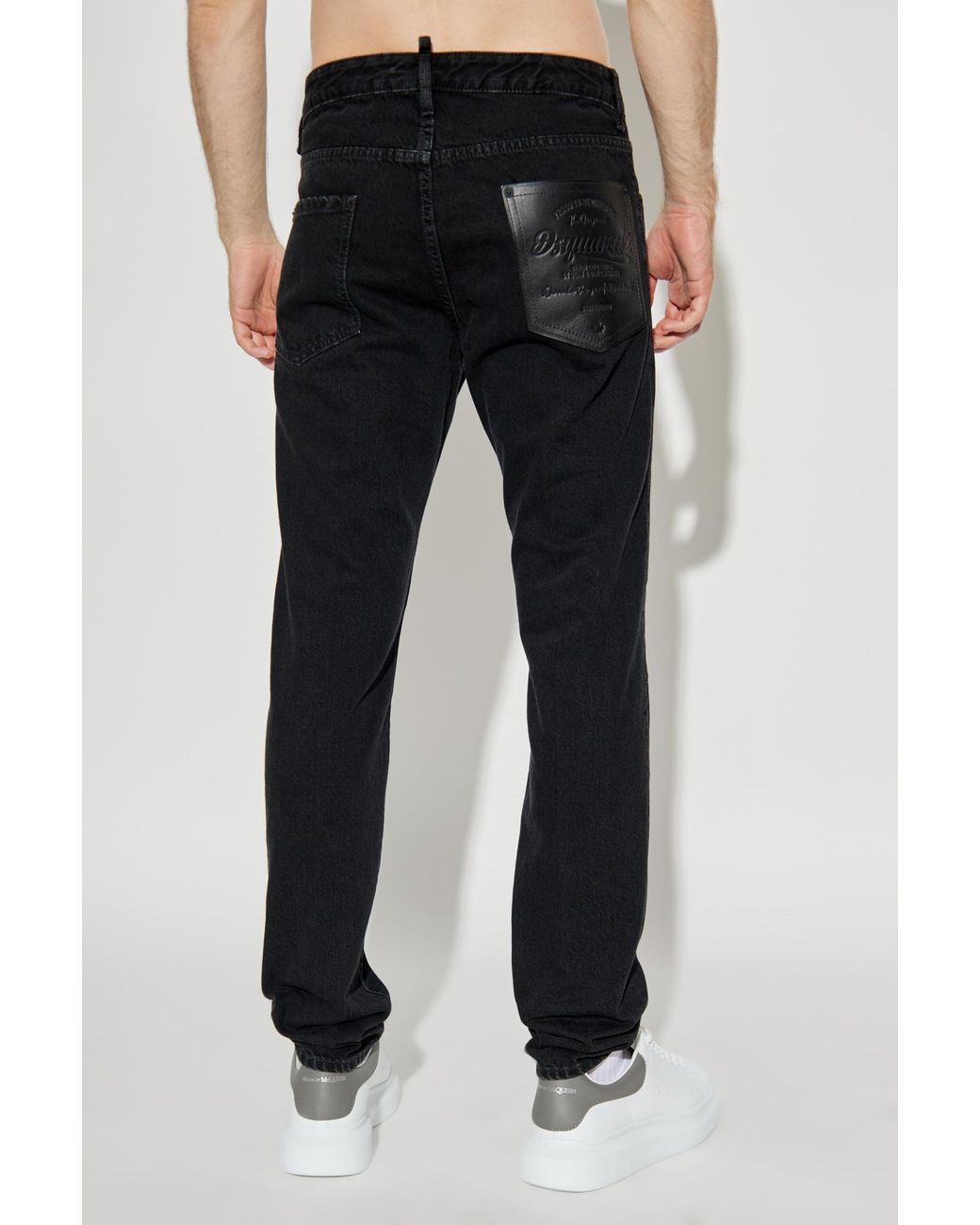 DSquared² Black Logo Patch Skinny Jeans for men