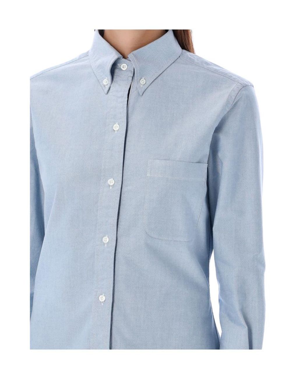 Thom Browne Blue Oxford Button-Up Shirt