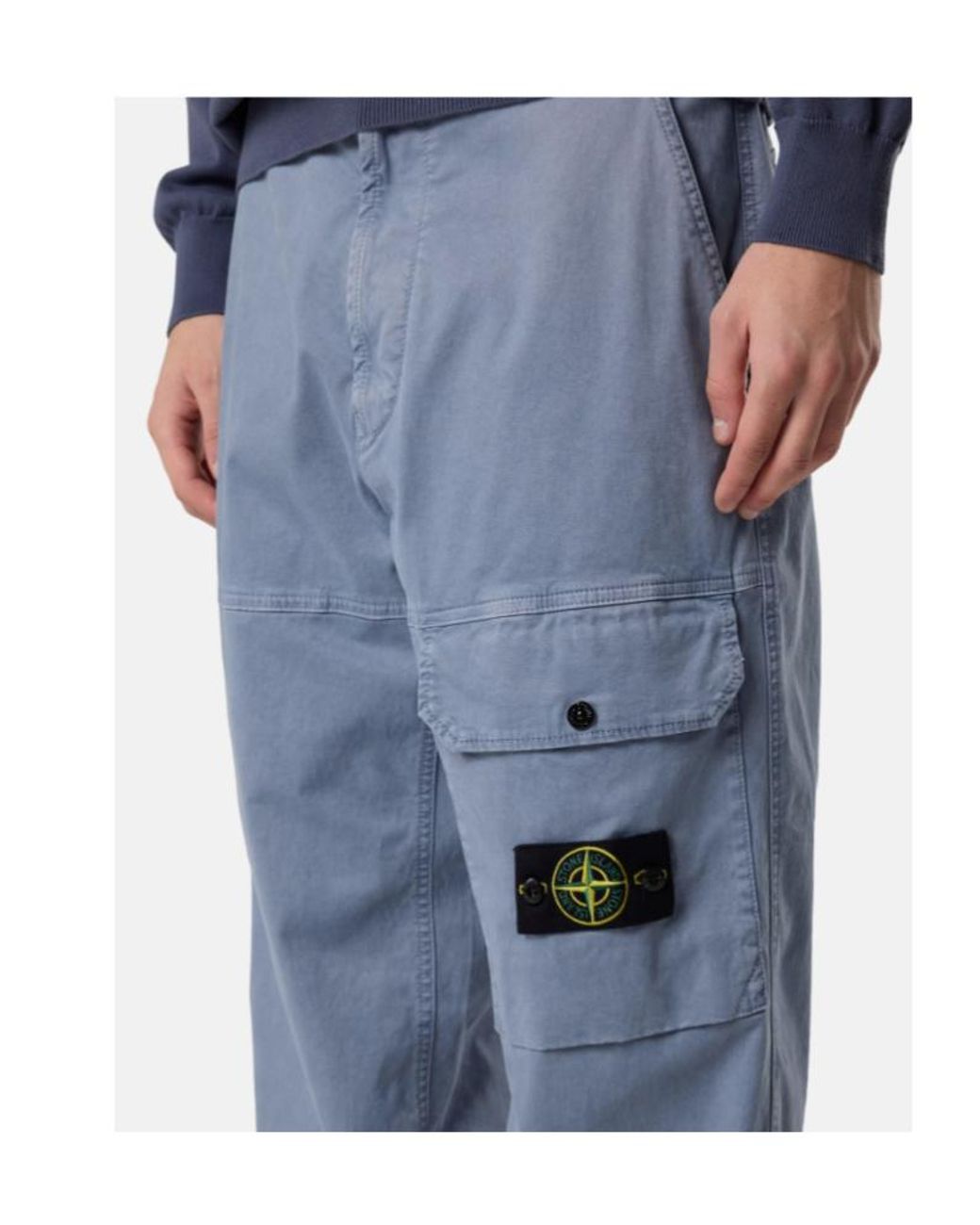 Stone Island Blue Loose-Fit Cargo Pants With Adjustable Waistband for men