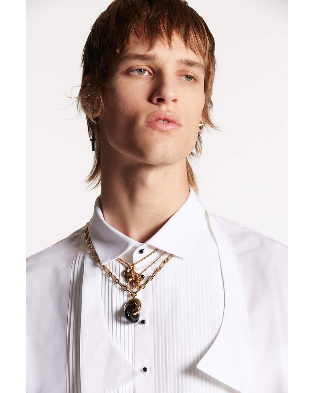 DSquared² White Bib-Style Buttoned Shirt for men