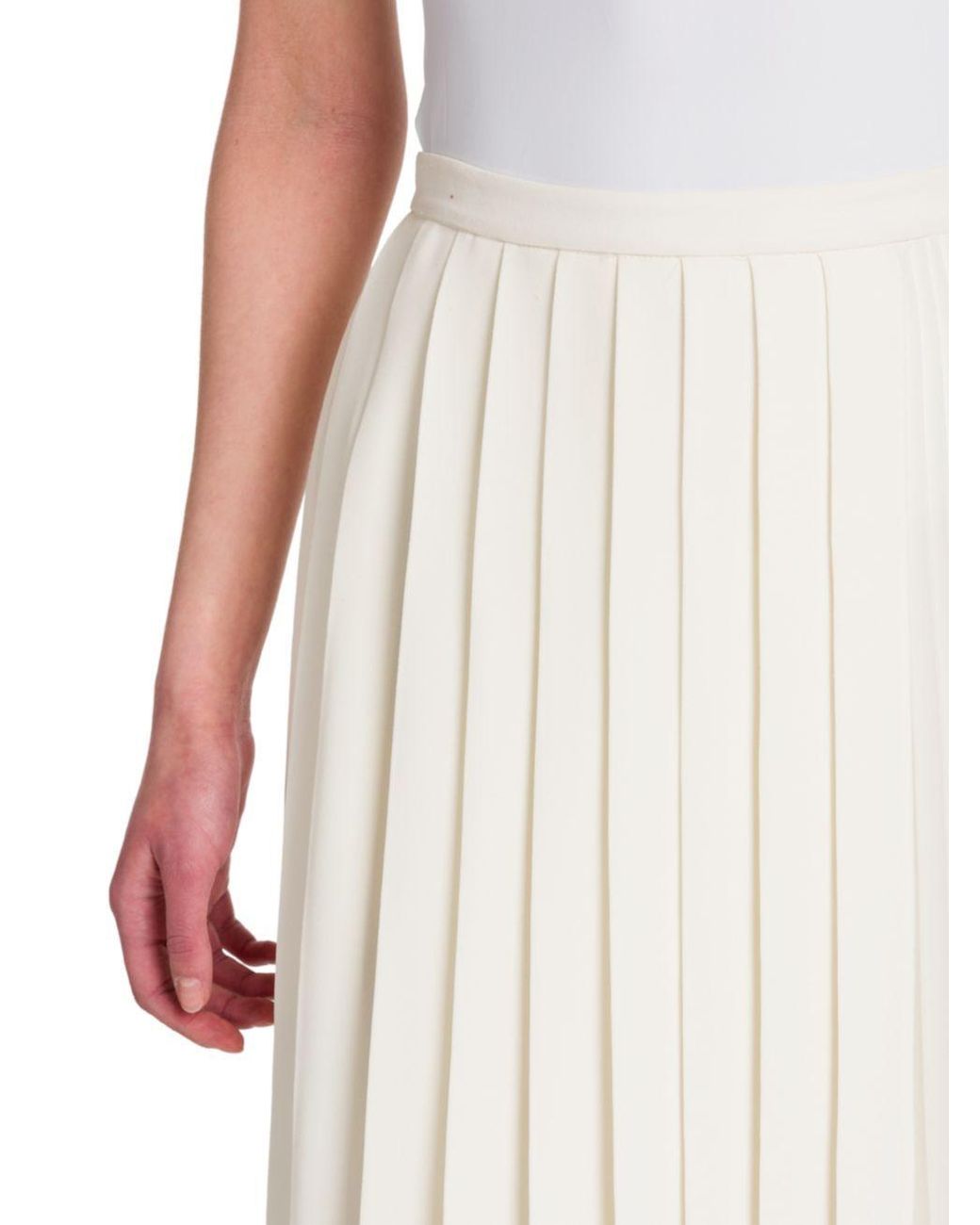 Valentino White Straight Pleated Skirt