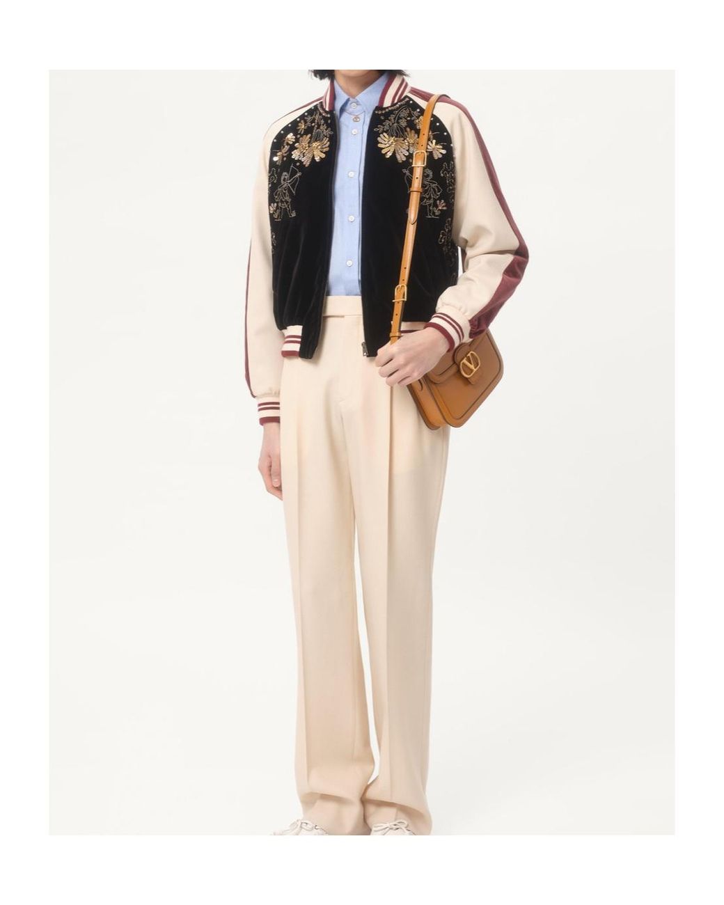 Valentino Black Embroidered Zip-Up Jacket for men