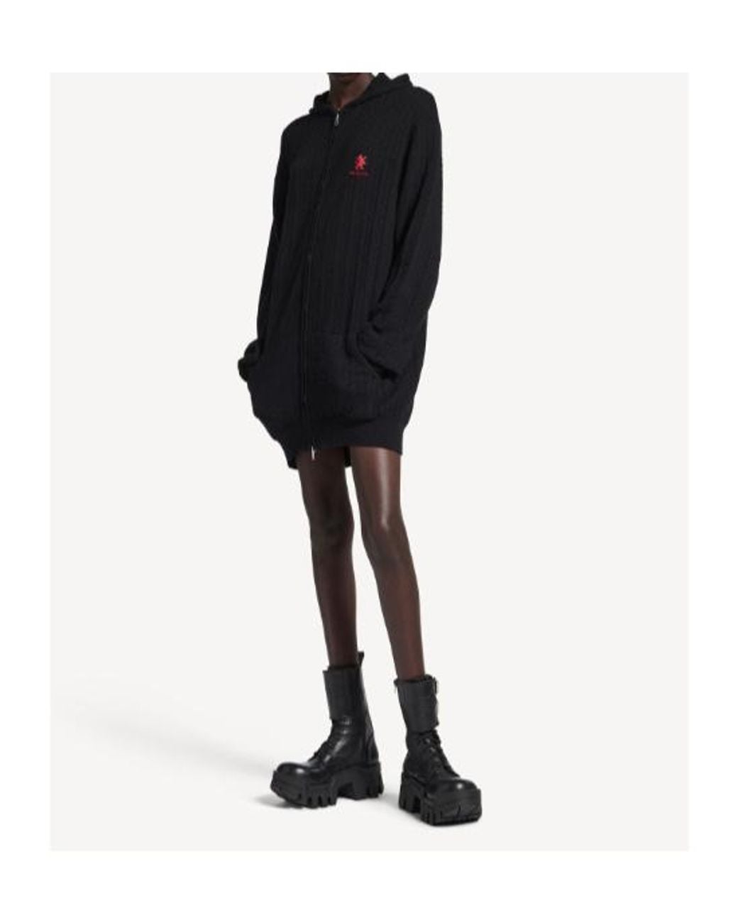 Balenciaga Blue Logo-Embroidered Zipped Hoodie