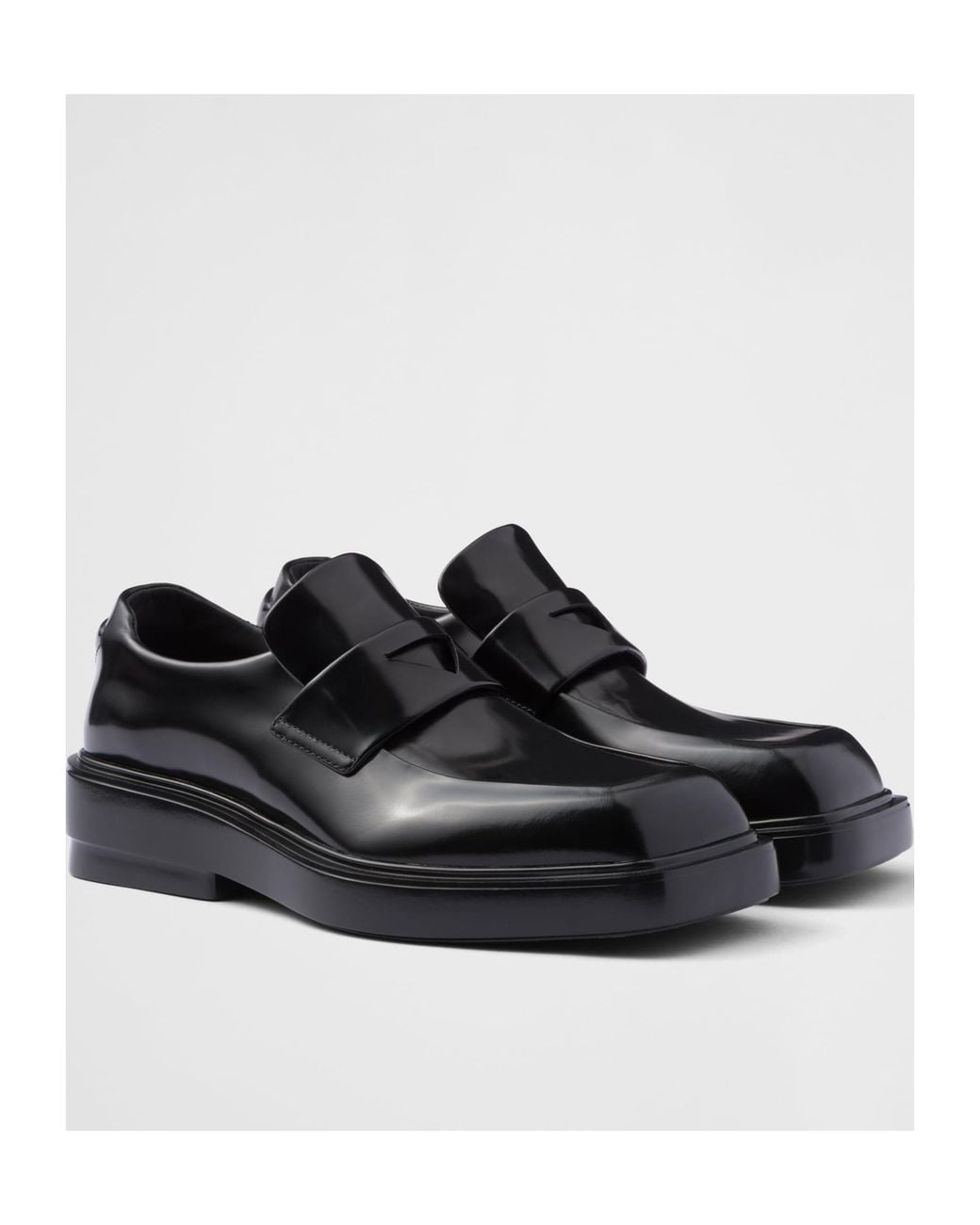 Prada Black Triangle-Patch Slip-On Loafers