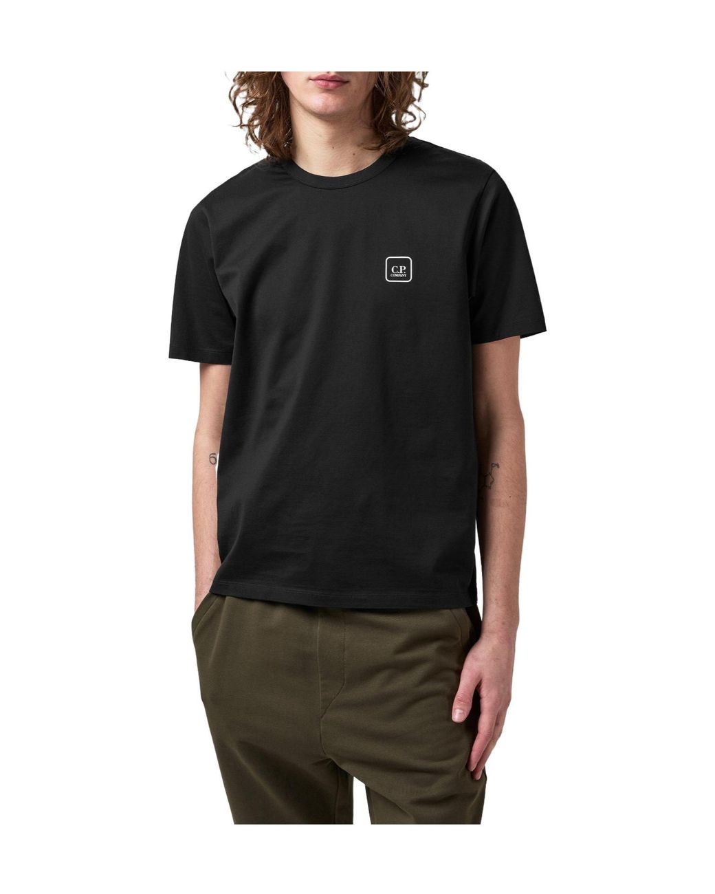 C P Company Black Crewneck Shortsleeve Tshirt for men