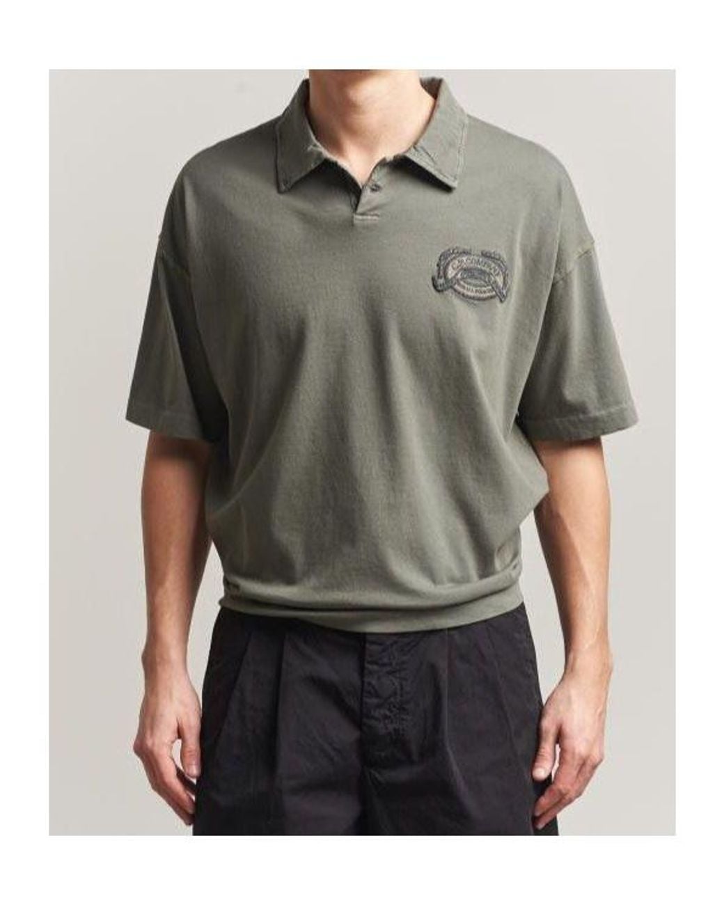 C P Company Green Embroidered Polo Shirt for men
