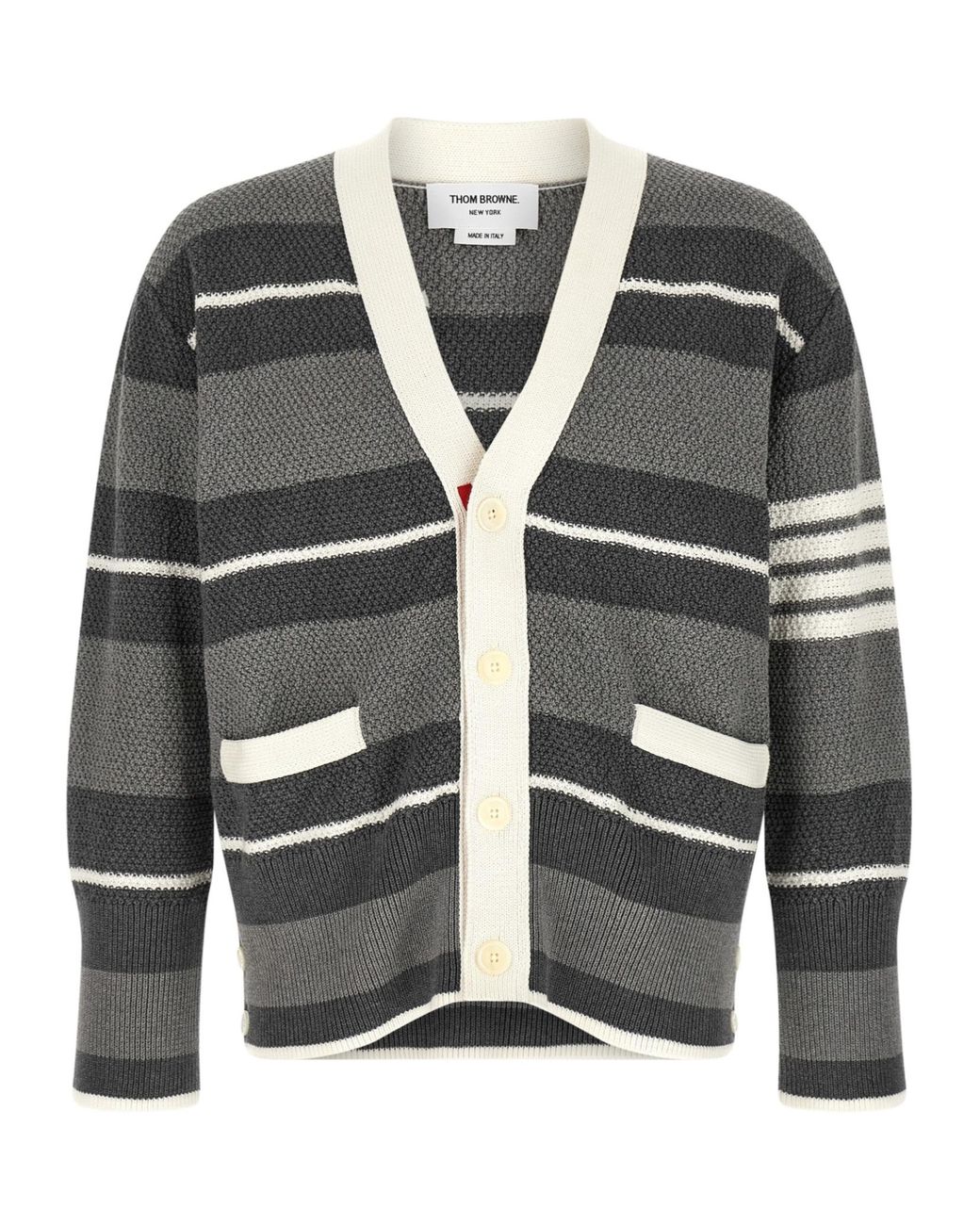 Thom Browne Gray Striped Cardigan for men