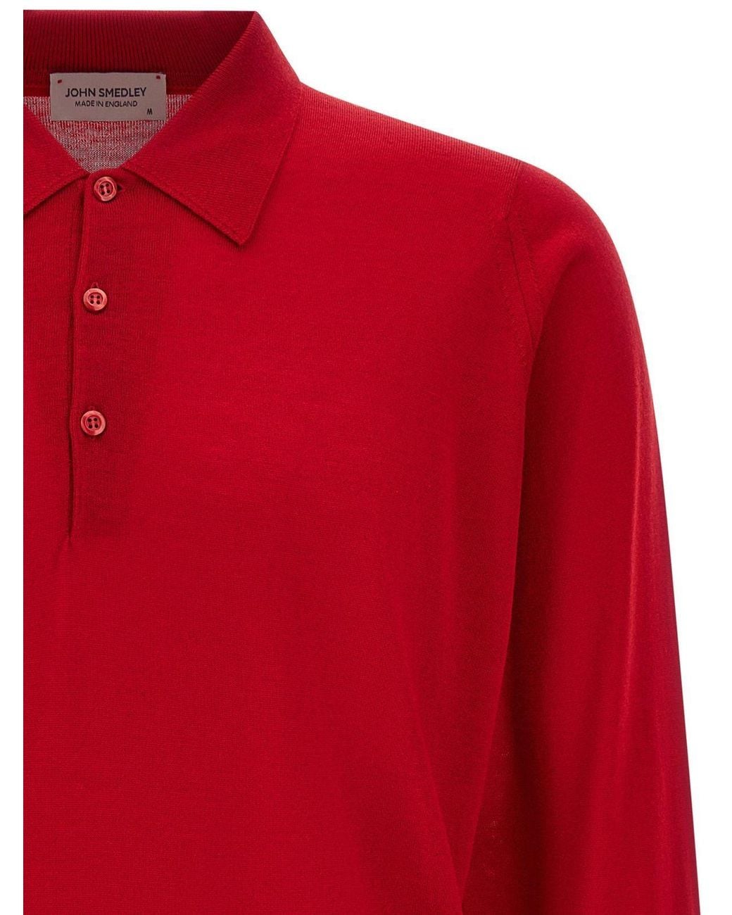 John Smedley Red Dorset Long-Sleeve Polo Shirt for men