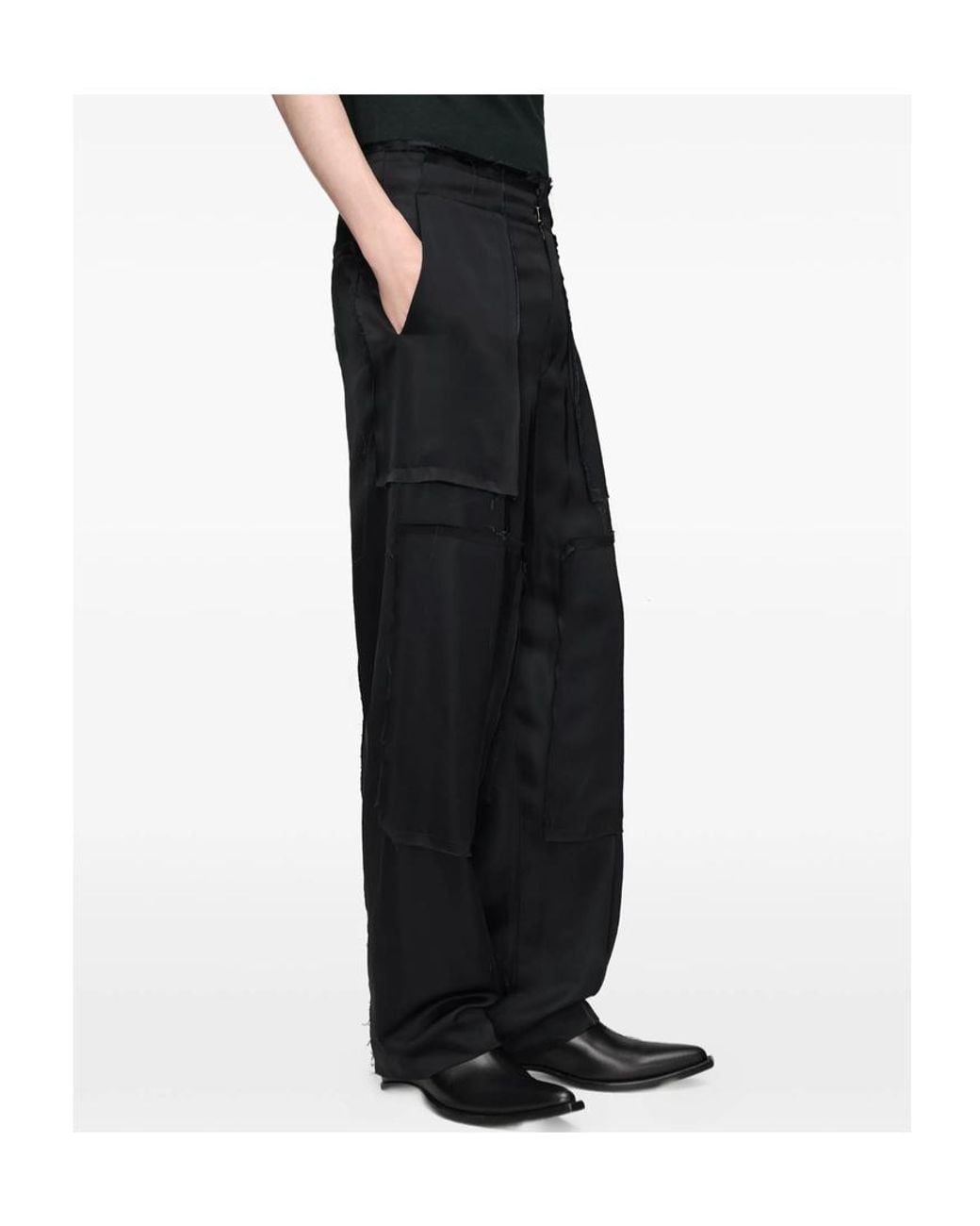 Maison Margiela Black Patchwork Satin Trousers for men