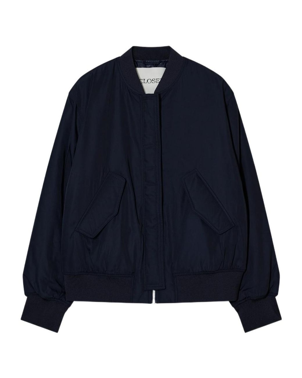 Closed Blue Logo-Patch Bomber Jacket