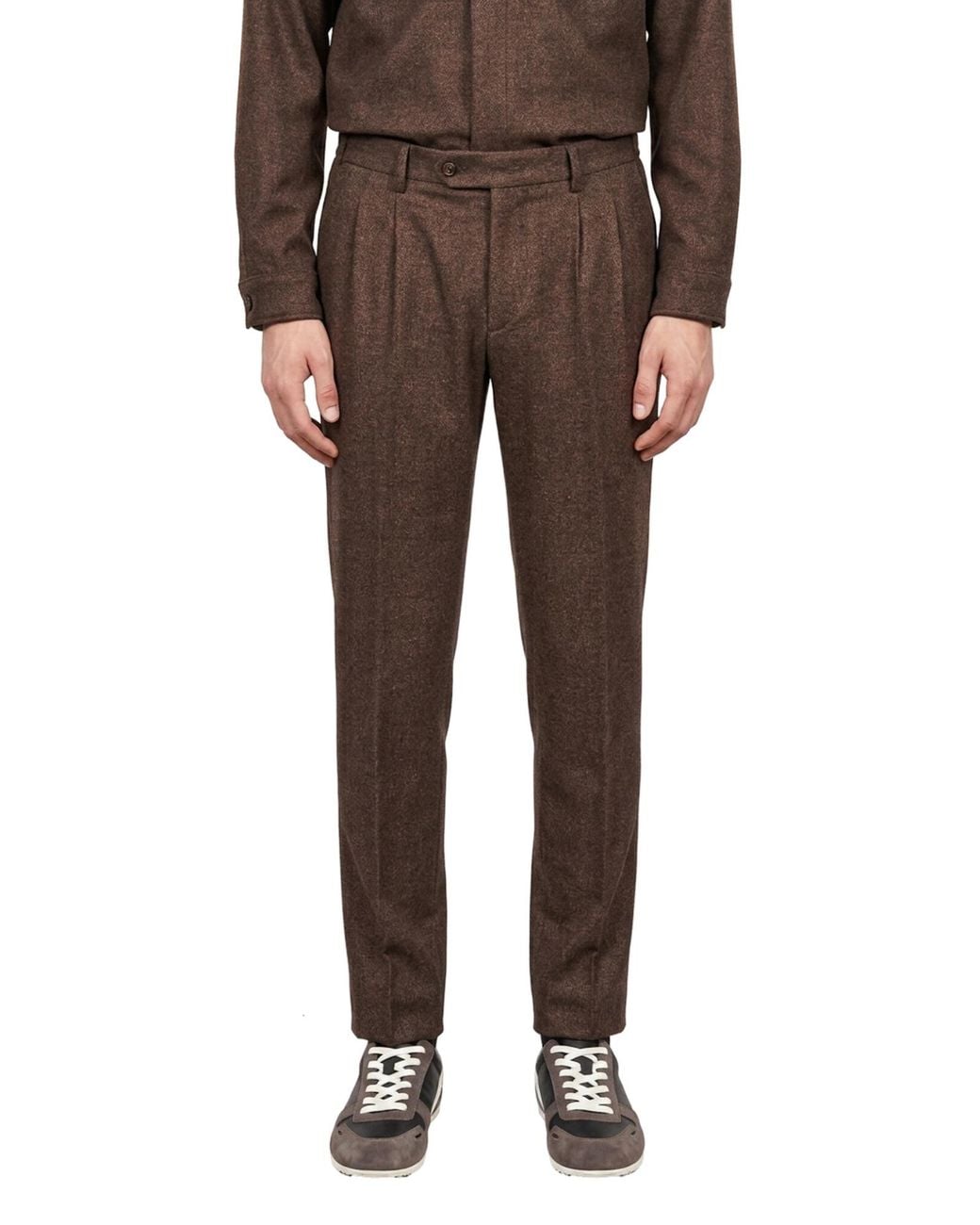 Eleventy Brown Pleated-Detail Two-Piece Suit for men