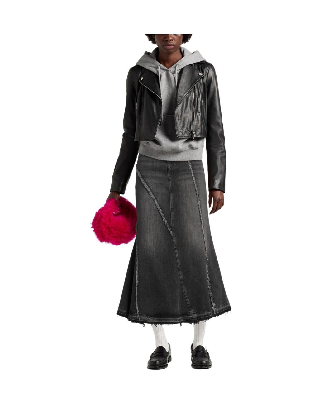 Ganni Black Colorful Denim A-Line Skirt