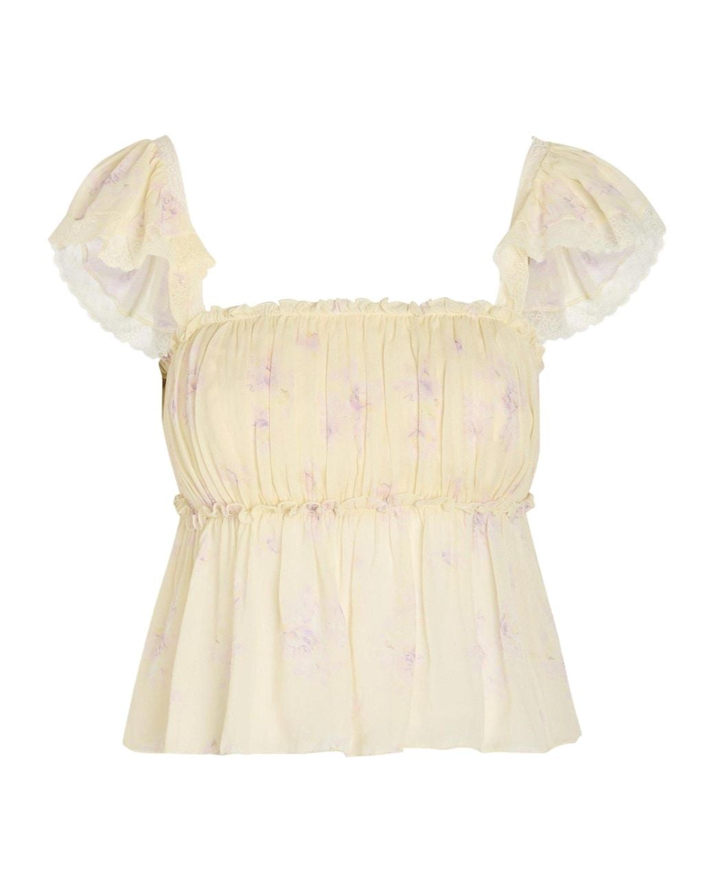 LoveShackFancy White Floral Print Top