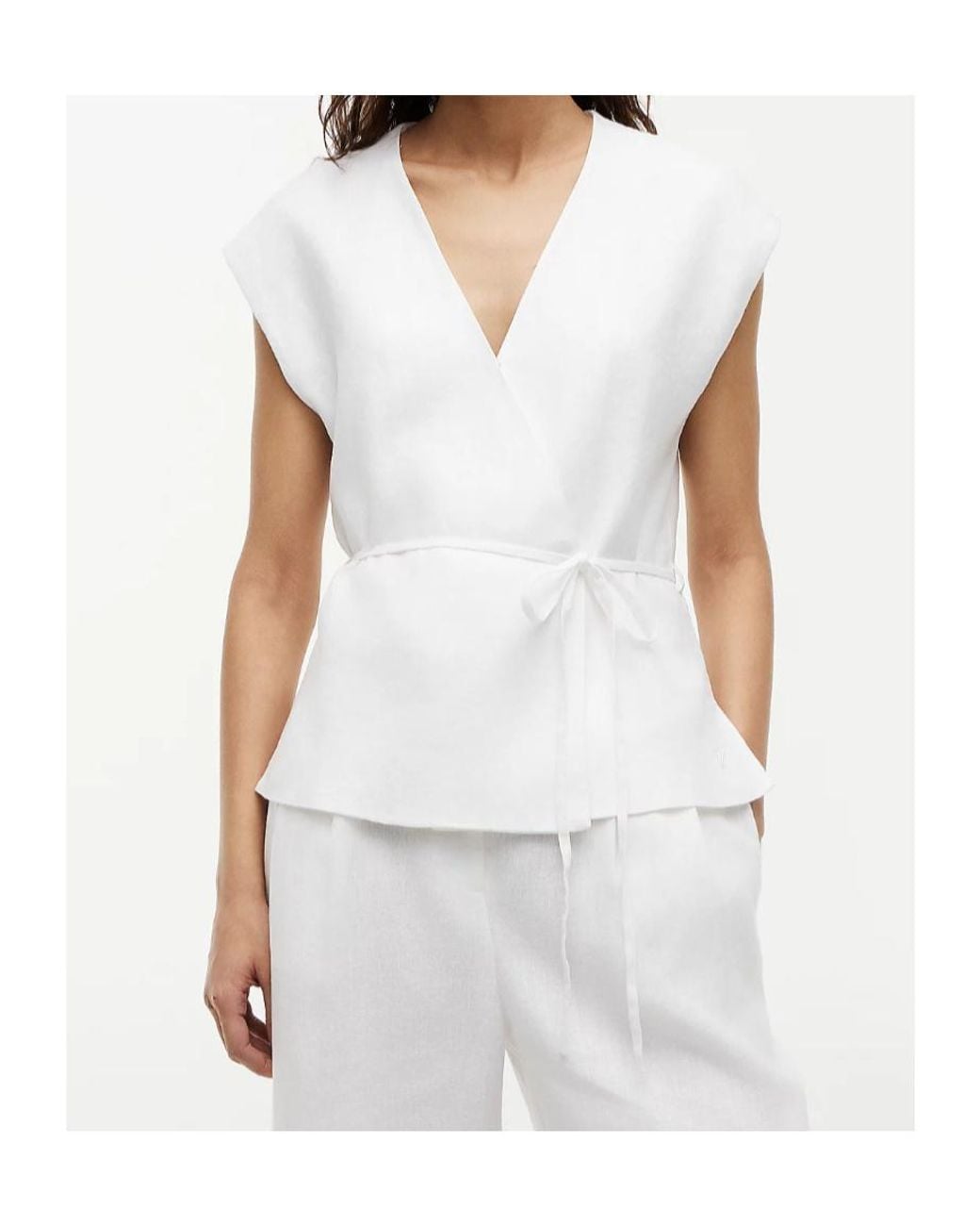 Tommy Hilfiger White Wrap-Style Sleeveless Blouse