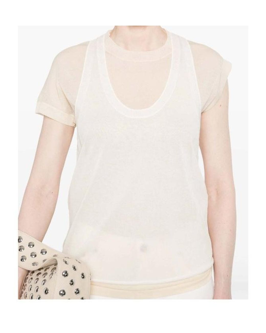 Pinko White Layered Knitted T-Shirt