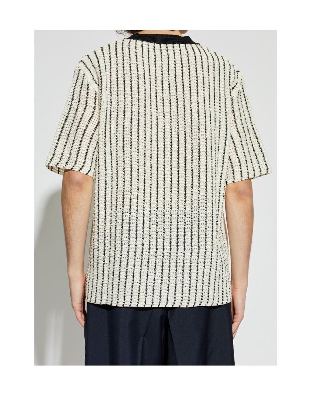 Jil Sander White Embellished Crochet T-Shirt for men