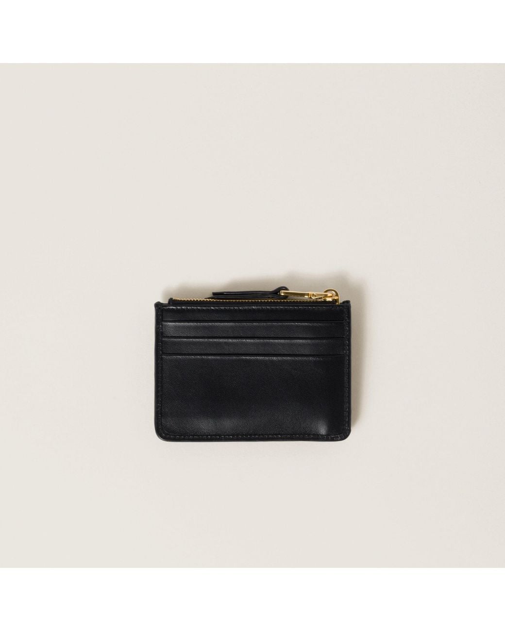 Miu Miu Black Matelassé Zip Card Wallet