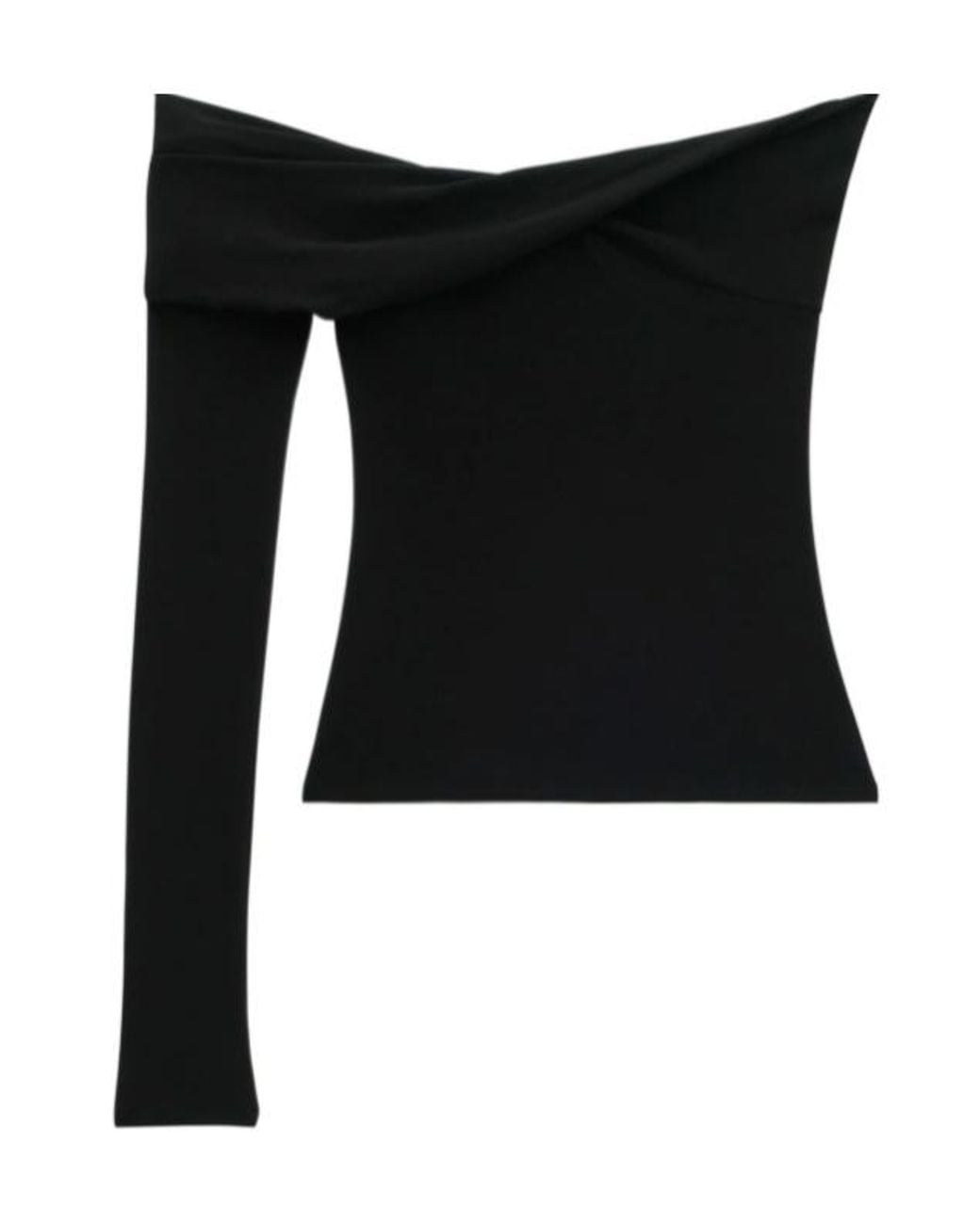 Courreges Black Twisted Single-Sleeve Jersey Top