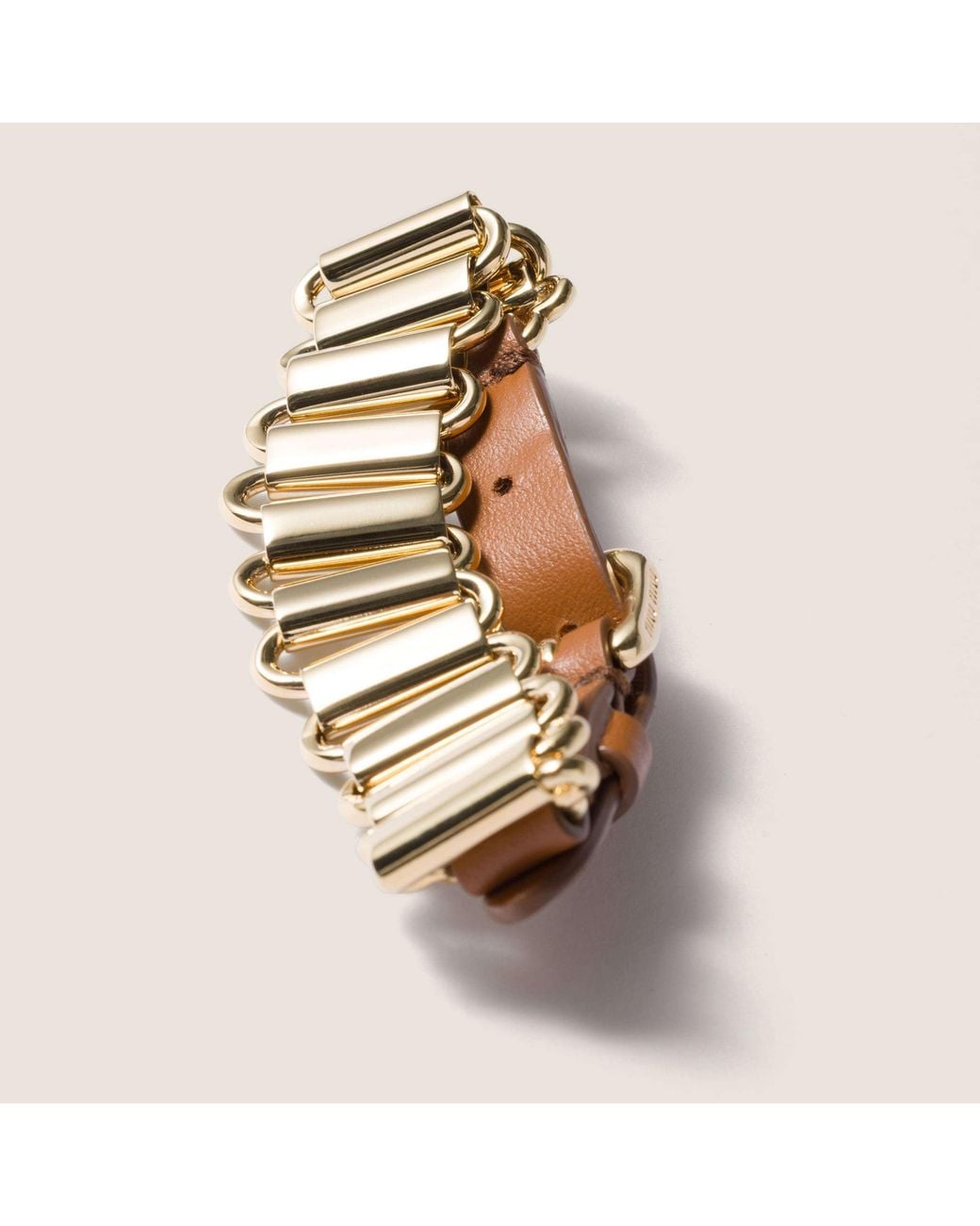 Miu Miu White Metal And Leather Bracelet