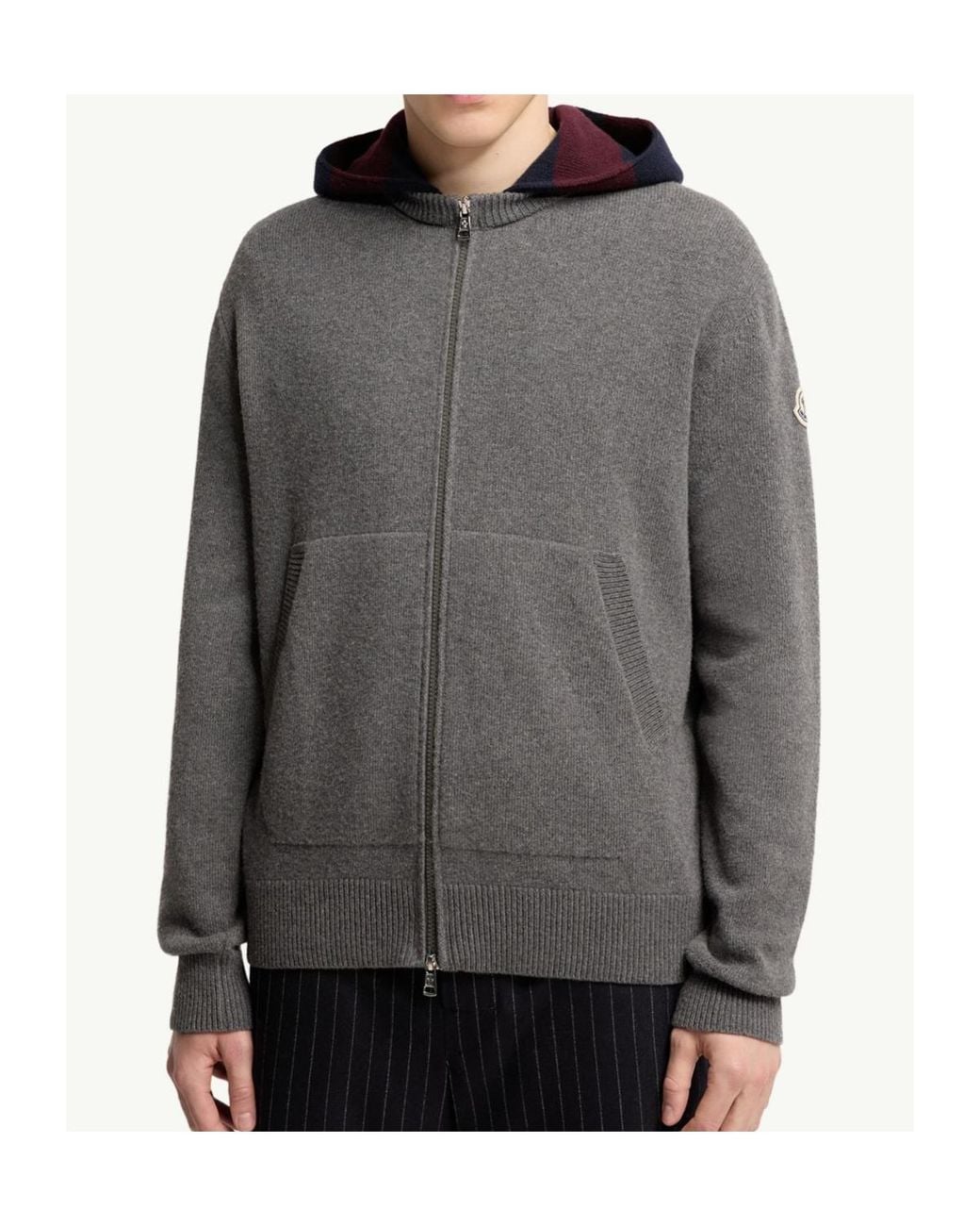 Moncler Gray Hooded Zip-Up Cardigan for men