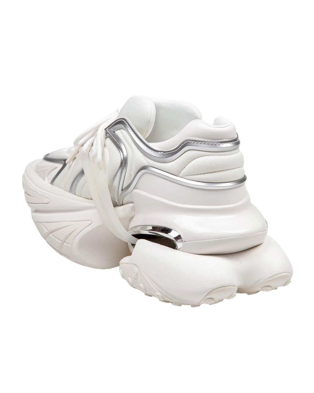 Balmain White Unicorn Wave Panelled Sneakers for men