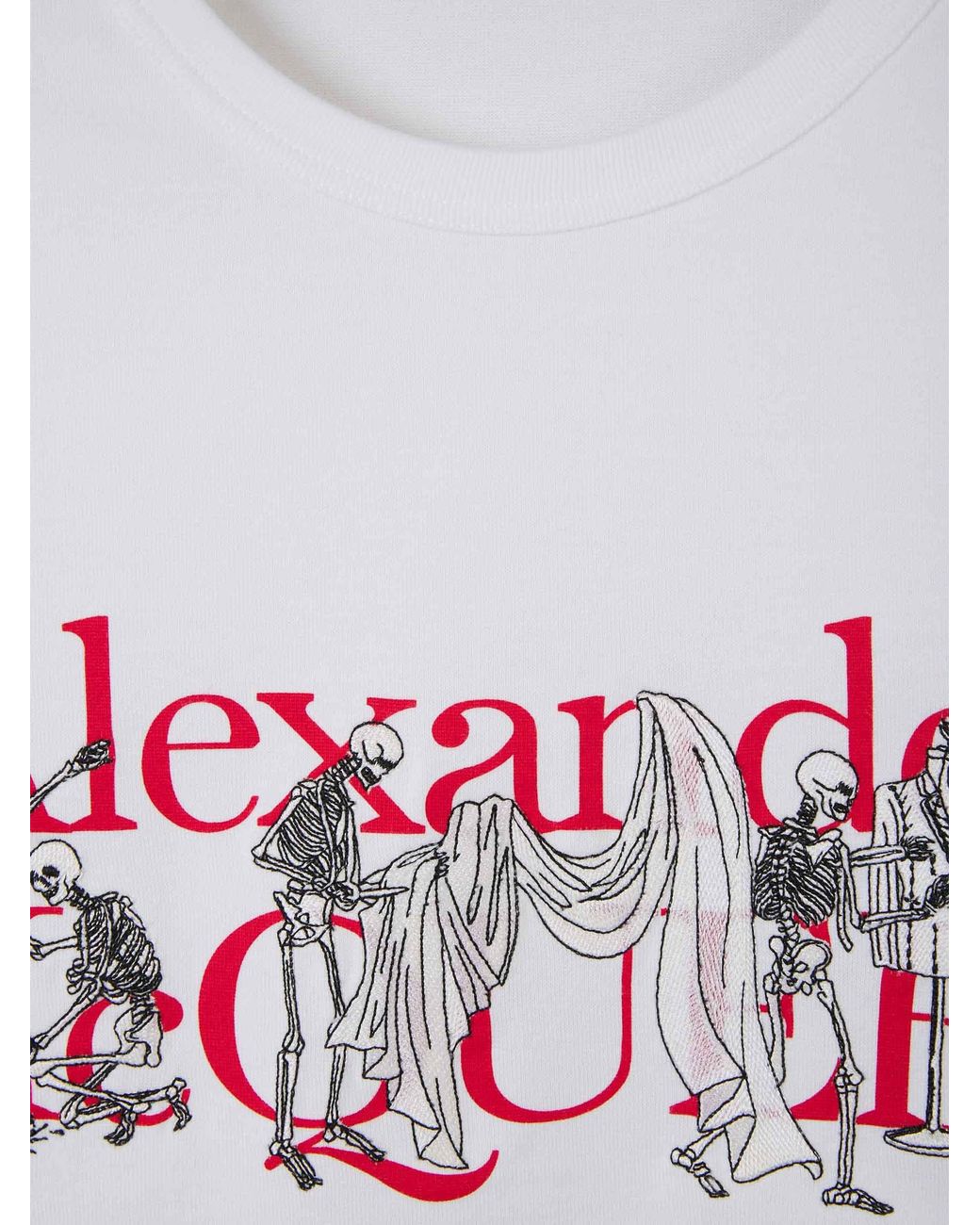 McQueen White Logo-Printed Crewneck T-Shirt for men