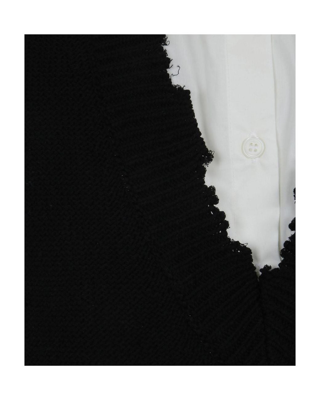 MM6 by Maison Margiela Black Frayed V-Neck Knitted Dress